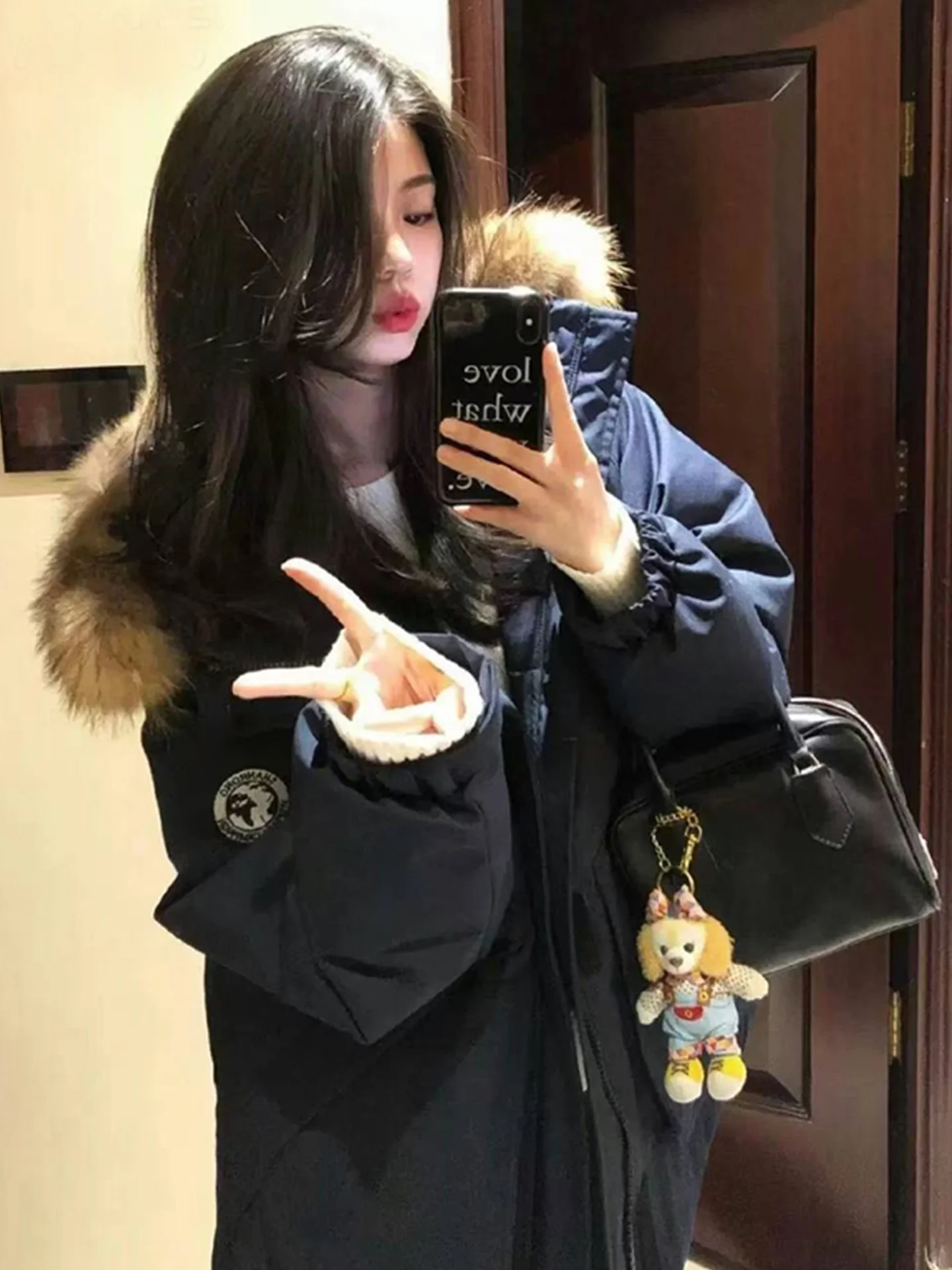 

Korean Retro Workwear down Cotton Jaet Women Winter Thi Warm Small Size Parka Trendy ort Cotton Coat Zipper Closure