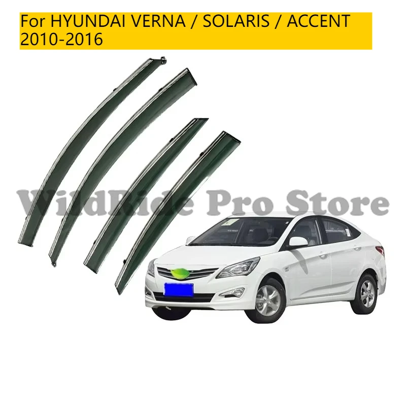 

Window Visor Vent Sun Shade Rain Guard for HYUNDAI VERNA / SOLARIS / ACCENT 2010-2016 with Stainless Steel Trim Window Deflector