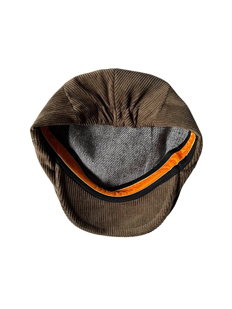 Gent Tweed Retro Big Size 60cm Newsboy Caps Men Autumn Woolen Striped Checkered Forward Hat Herringbone Flat Top Detective Beret 6