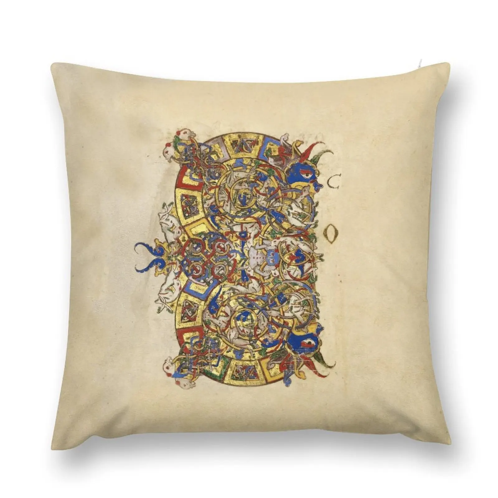 

Inhabited Initial C of a Breviary from Montecassino (1153 AD) Throw Pillow pillow cover christmas Pillowcases For Pillows pillow