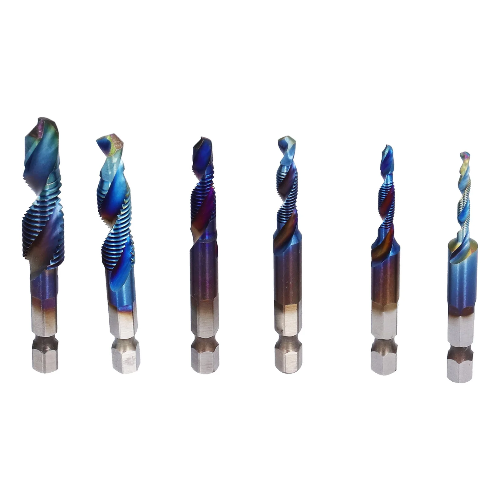 

Metric Screw Tap 6Pcs HSS M3-M10 Thread Tap Nano Blue Coated Machine Plug Tap Threading Tools Spiral Tap Drill