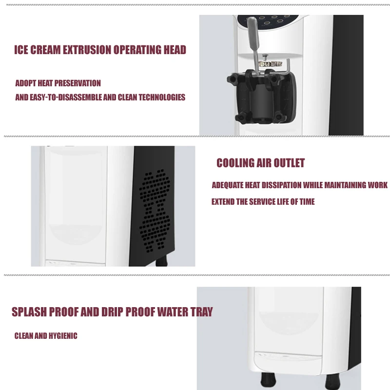 상업용 자동 데스크탑 단일 헤드 소프트 아이스크림 기계 설치 부스 소형 콘 아이스크림 기계
