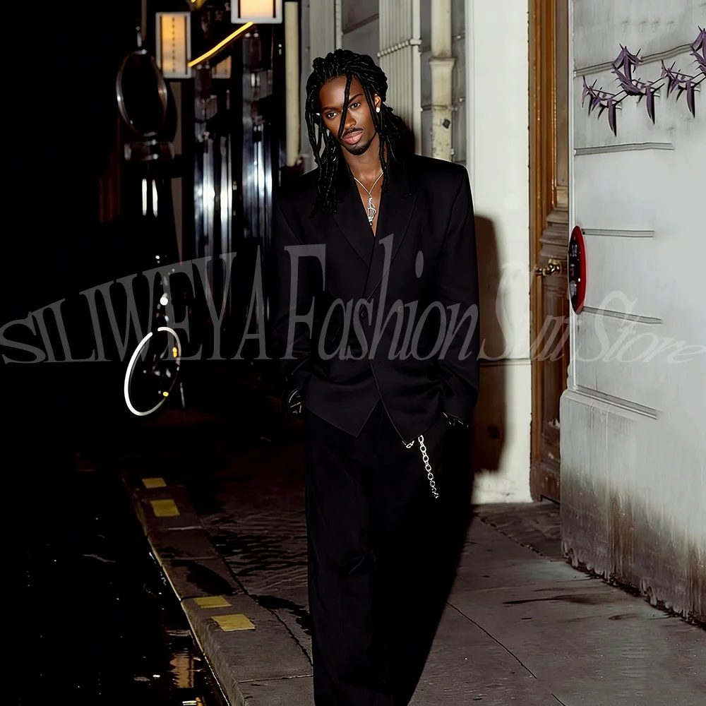 

Designer Suits Men Double Breasted Jacket Pants 2 Pieces Blazer Set Groom Wedding Tuxedos Customized Man Formal Party Attire