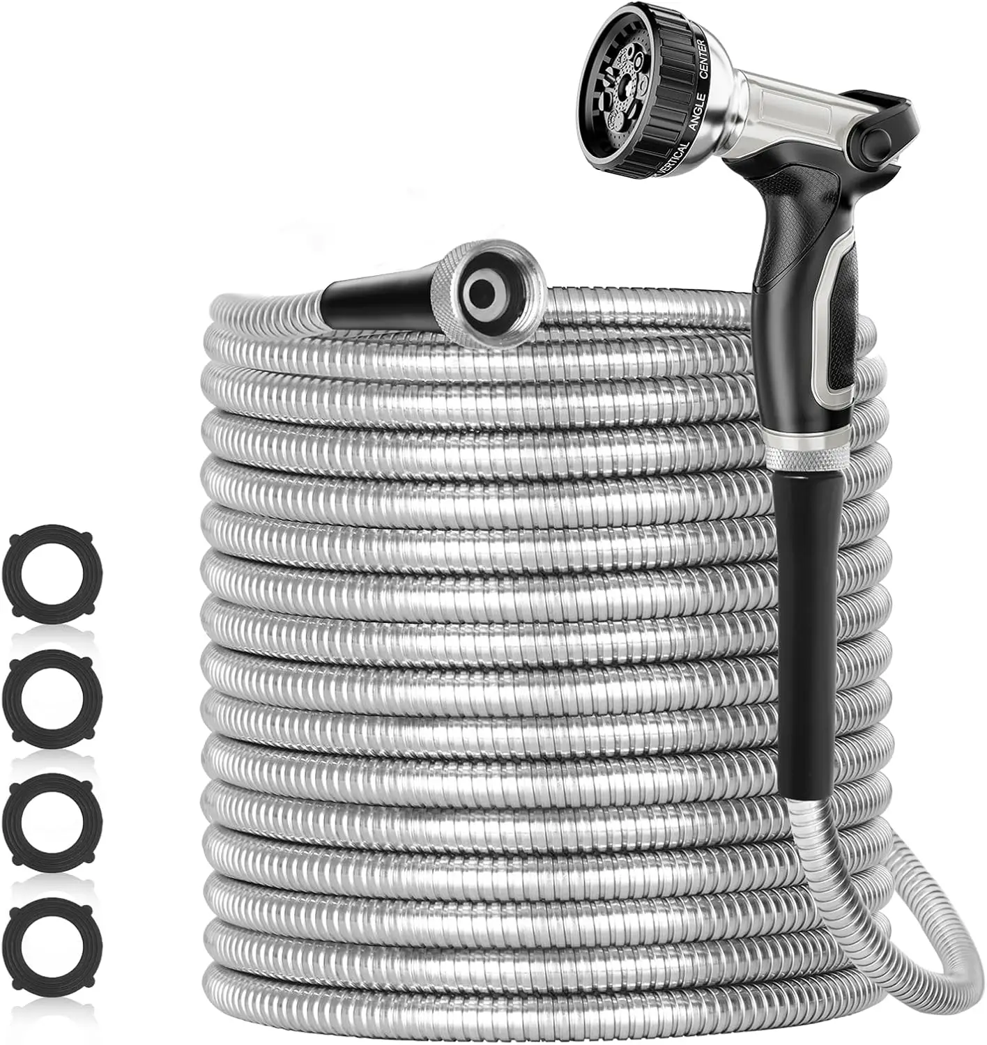 

Heavy Duty Water Hoses with Nozzles for Yard, Outdoor - Flexible, Never Kink & Tangle, Puncture Resistant