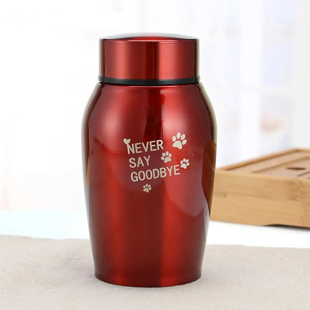 Pet Urn Stainless Steel Pet Cremation Urn for Dogs Cats Paw Print Keepsake Mini Ash Container Never Say Goodbye Tribute Small