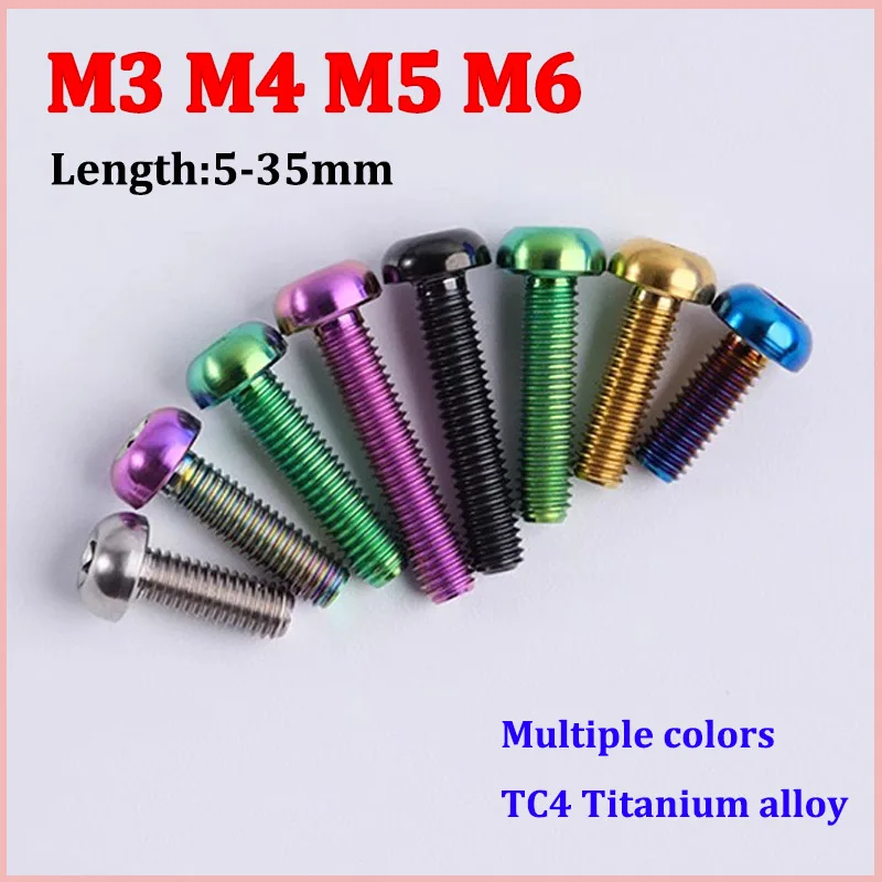 

1pc Titanium Bolt M3 M4 M5 M6 x 5 6 8 9 10 12 14 15 16 18 20 25 30 35mm Inner Plum Screw For Bicycle Accessories