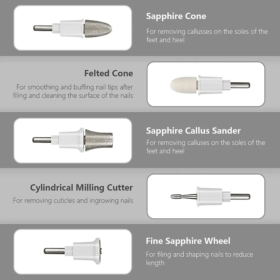 Kit eléctrico de manicura y pedicura con lima de uñas eléctrica para uñas naturales y uñas gruesas, herramientas de amortiguación para recortador de manos y pies