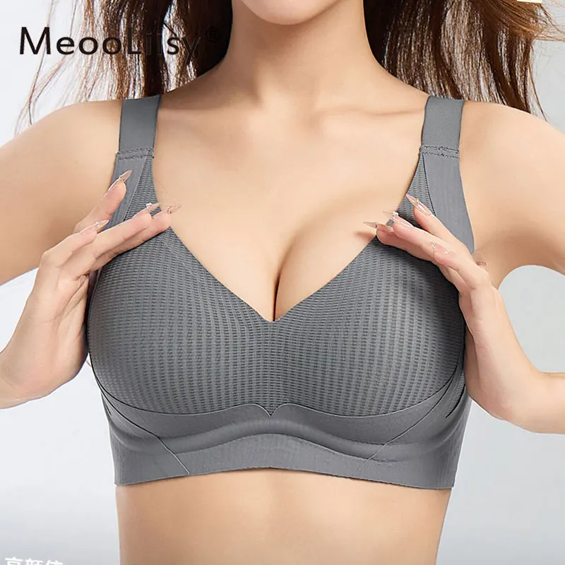 

MeooLiisy M-4XL Large Size Push Up Bra for Women Seamless Fixed Cup No Wire Underwear Breathable Brassiere Everyday
