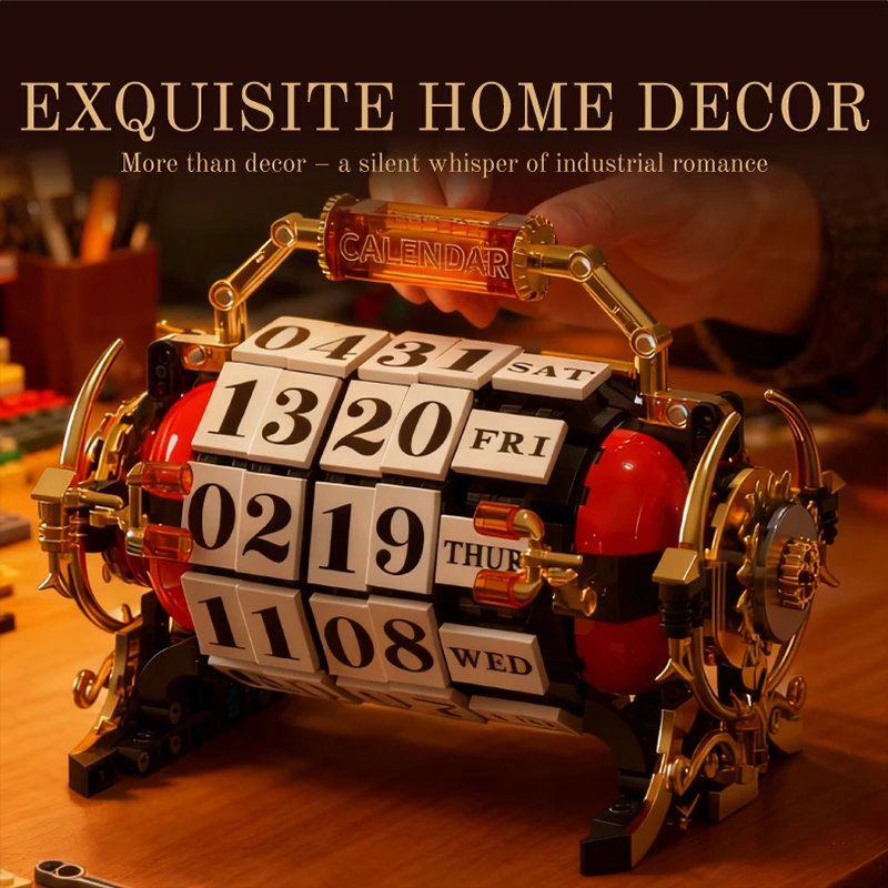 Retro Calendar Building Blocks 889PCS Rotatable Number Design Exquisite Craft Home Decoration Desktop Ornament Collectible Gift