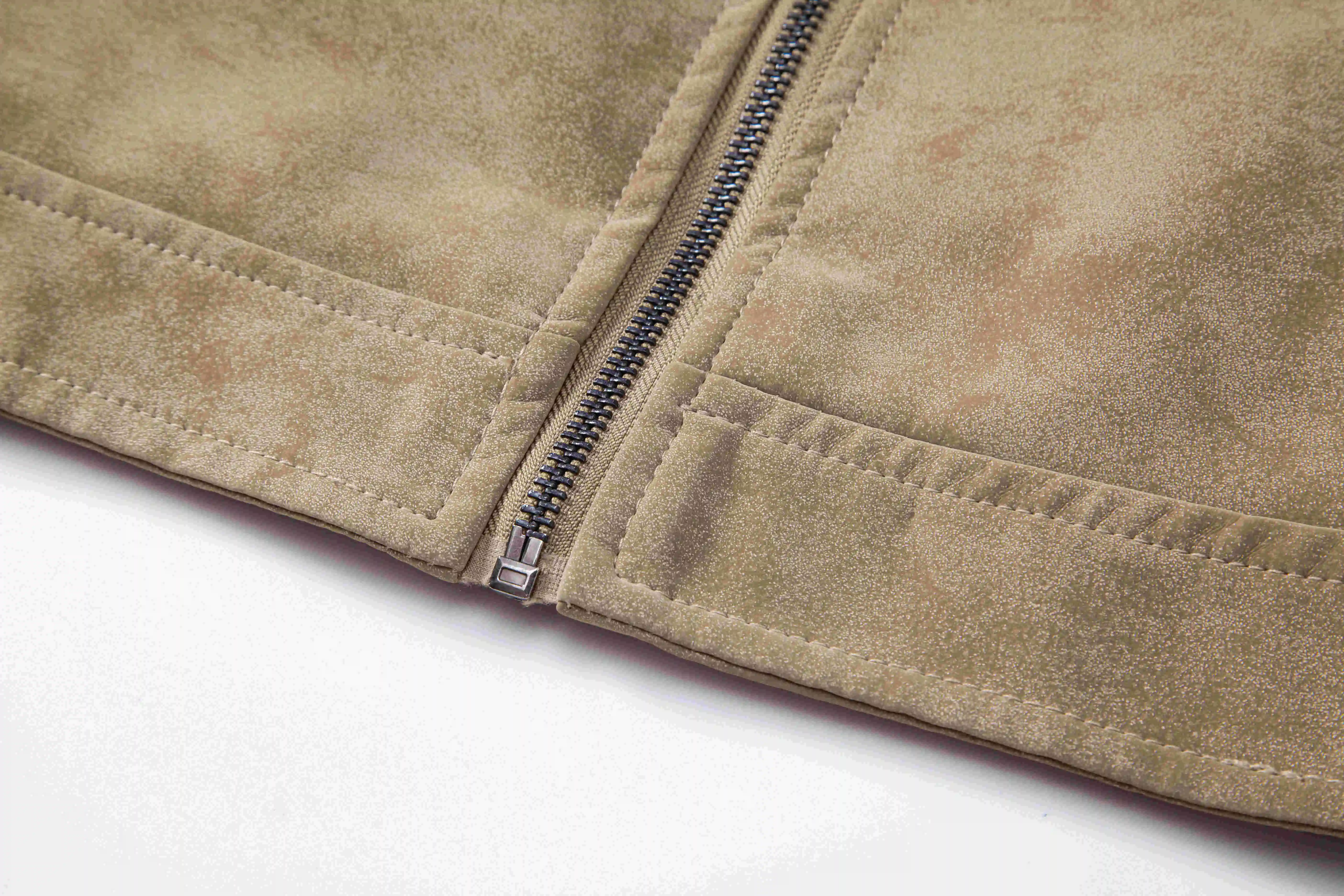 Herren Slim Fit Vintage Motorradjacke Lässiger Langarm-Biker-Mantel Figurbetontes Design für Herbst Winter Einfarbiges Muster – Detail 14