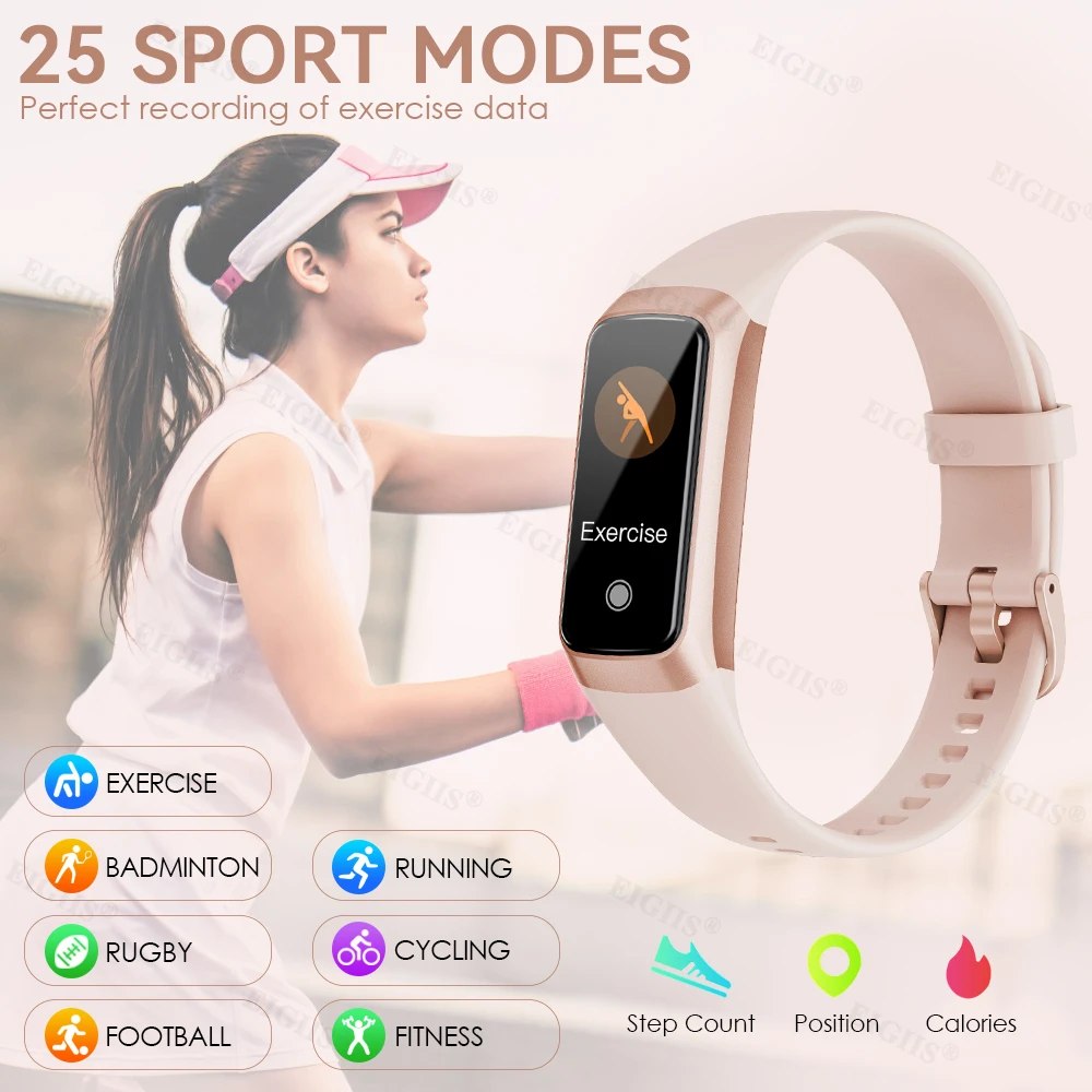 High Quality Smart Bracelet For Women 1 Color AMOLED Screen Heart Rate Fitness Tracker Blood Pressure Waterproof Sport Smartband