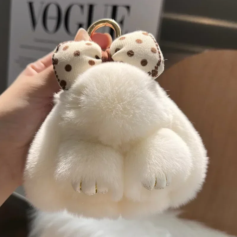 2024 Mini Rabbit Hair Bow Pendant Bag Strap Car Key Chain Cute Bunny Couple Pendant Cute Keychain Key Chains