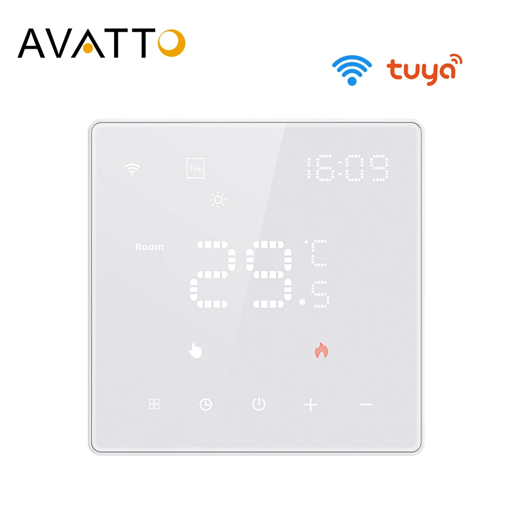 AVATTO Tuya HD LED Display WiFi Smart Thermostat for Electric floor Heating, Water/Gas Boiler Voice for alexa Alice Google Home