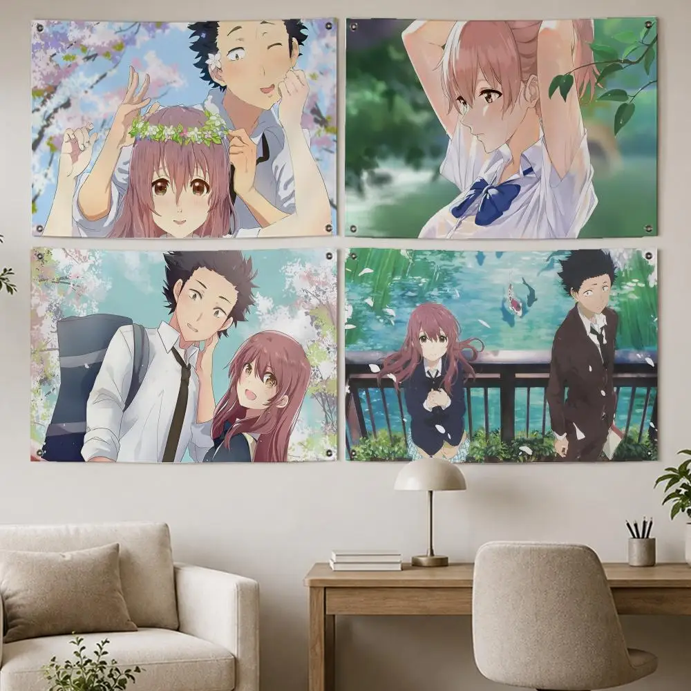 Anime Film A Silent Voice Flags Room Home Decor Wall‑Hanging Art Banner, Outdoor for Bedroom Party Background Decoration