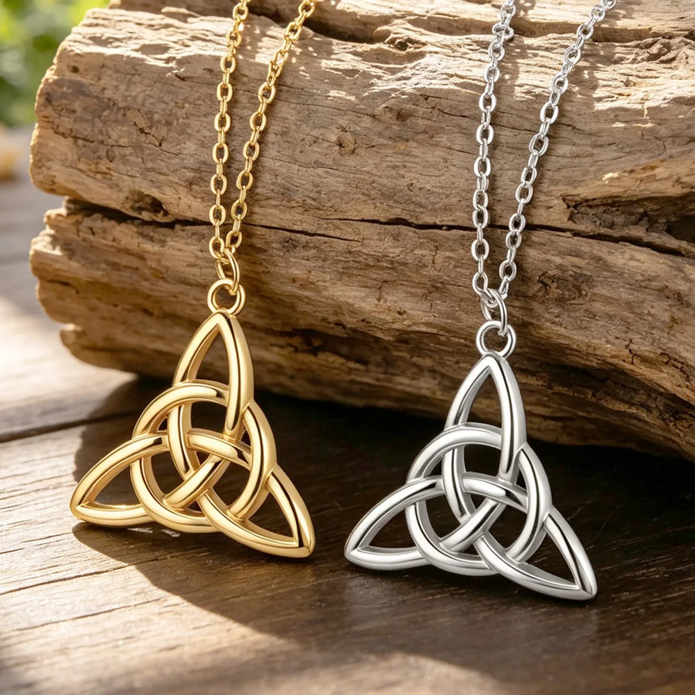 Good Luck Irish Trinity Knot Necklace Triquetra Pendant Norse Mythology Protection Amulet Stainless Steel Jewelry