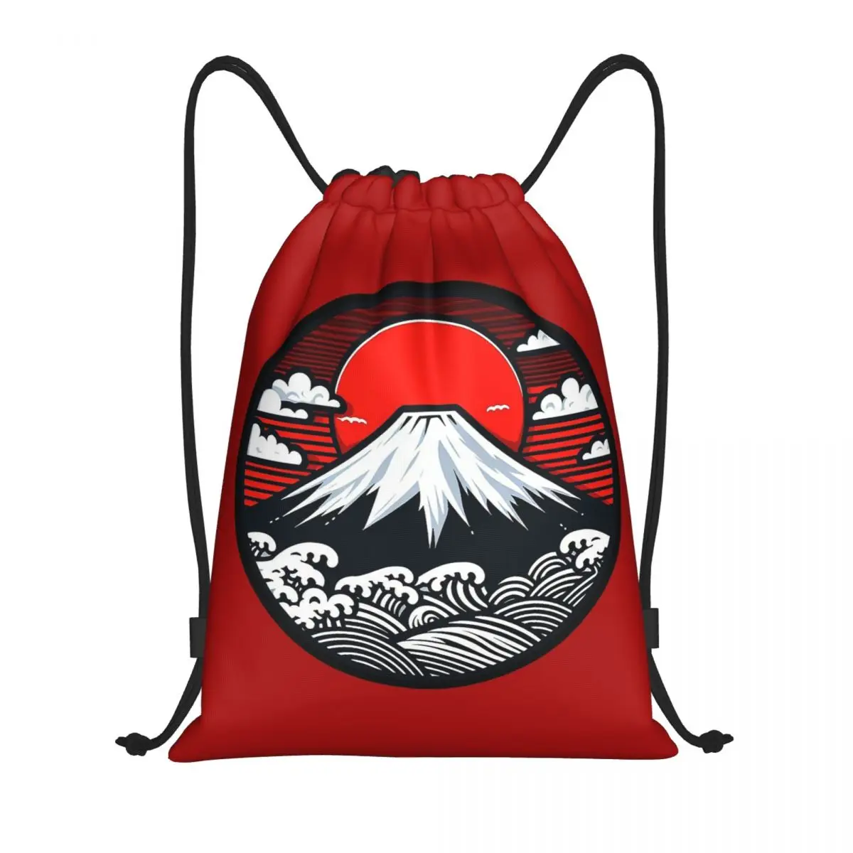 

Mount Fuji And The Great Wave Off Kanagawa Backpacks Fashion Drawstring Bundle Pocket Storage Bag Book Bags for Man Woman