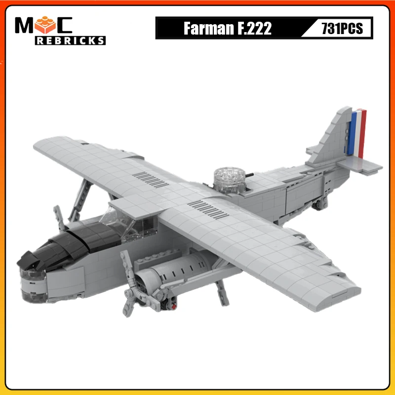 

WW2 Military Series France Weapon F.222 Armed Bomber MOC Assembling Building Blocks Bricks Toys Children Christmas Gift