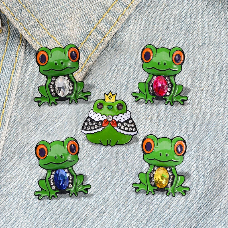 Broche de colección de rana pequeña y divertida, insignia de Animal PEQUEÑO de rana bonita de dibujos animados, Pin de solapa, accesorios de joyería