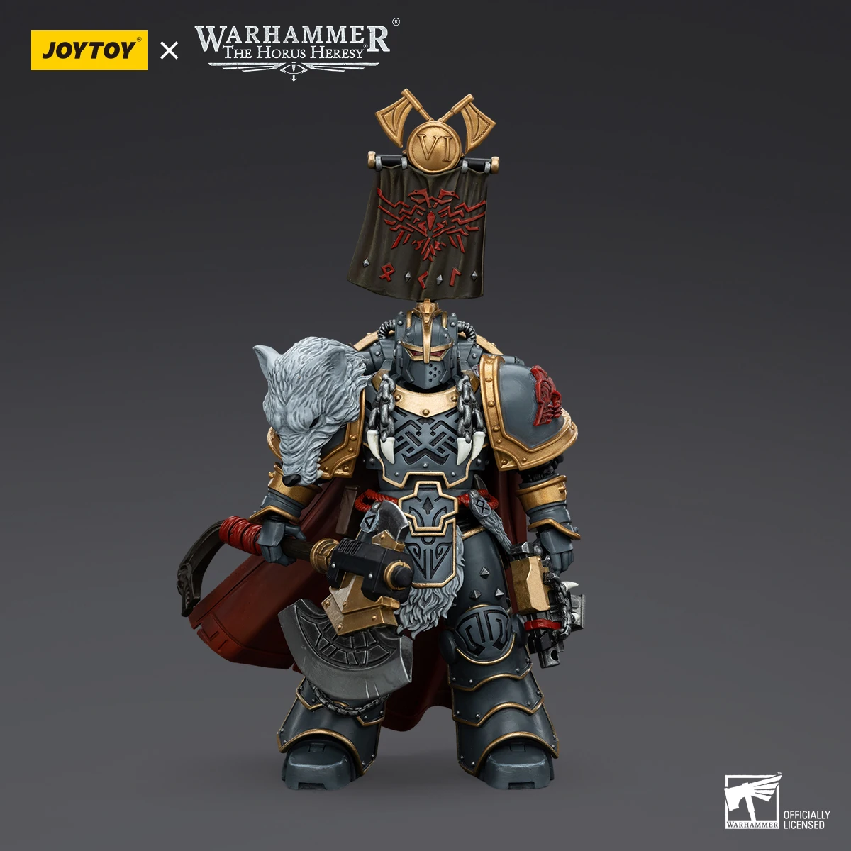 [In-Stock]JOYTOY Warhammer 40k 1/18 Action Figure Space Wolves Legion Praetor with Power Axe and Combat Shield Free Shipping