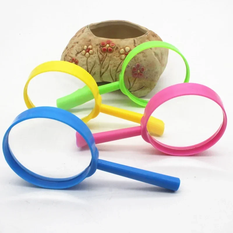 5pcs/2pcs 3X Handheld Magnifier Portable Magnifying LoupeReading Glass Lens Kids Inspection  for Reading Colorful 60mm