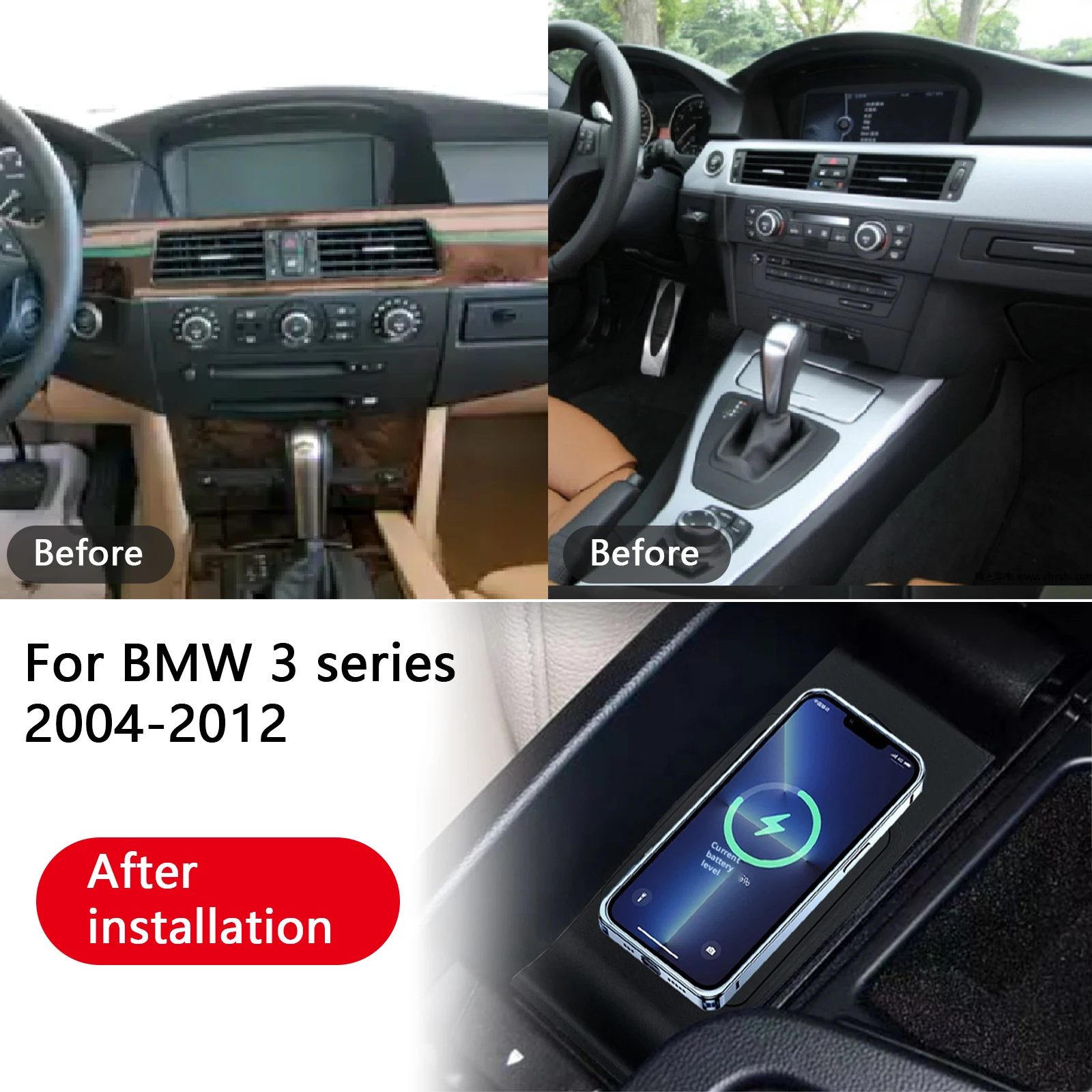 2din para bmw série 3 2004-2012 o leaset carro console central carregador de telefone rápido carregador sem fio placa de carregamento suporte de carre