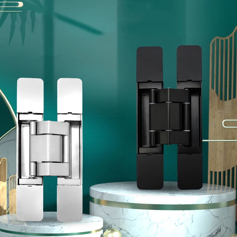 頑丈な木製ゲート隠しヒンジ ブラックシルバー 3D調整可能 隠蔽型180度室内ドアヒンジ