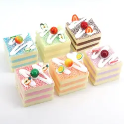 [6-Pack] Artificial Cube Cupcake Dessert Decor and Faux Pastries Food Replica for Kitchen and Bakery Display (Multicolor)