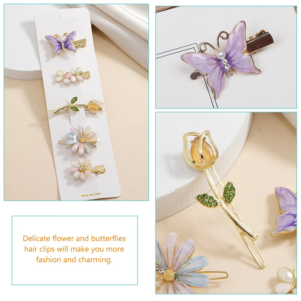 

10pcs Butterfly Flower Hair Clips Easy Wear Comfortable Grip Accessories Girls Women Travel Party