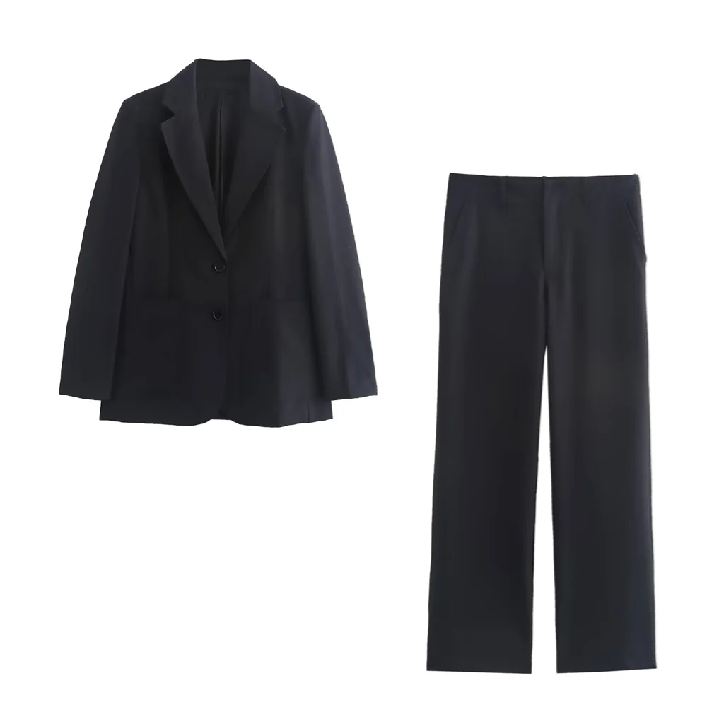 

PB&ZA2024 autumn new women's clothing style slim fit commuting simple straight cut suit jacket straight leg pants set