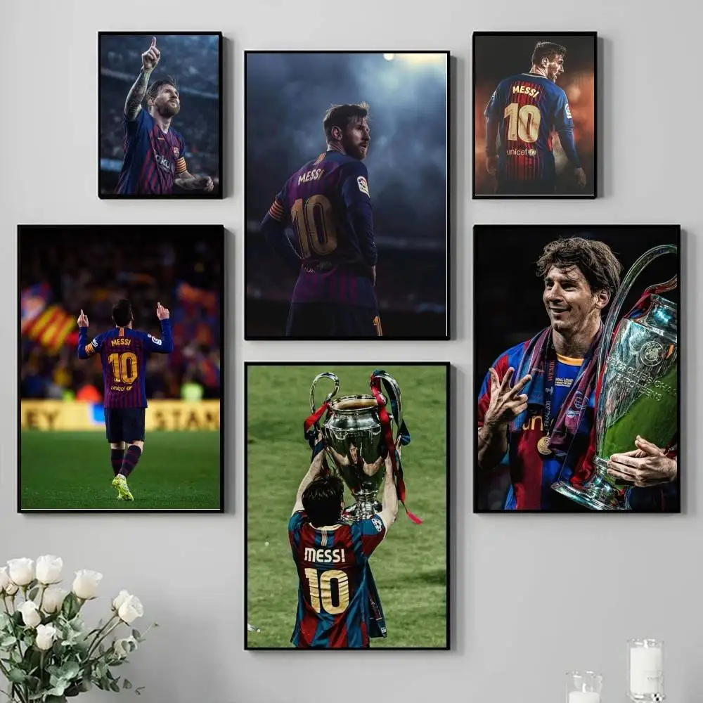 L-Lionel M-Messi Poster Self-adhesive Art Waterproof Paper Sticker Coffee House Bar Room Wall Decor