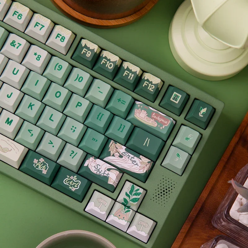 

MiFuny Green Tea Theme Keycaps 150 Key Cherry Profile Keycap PBT Keyboard Caps for Mechanical Keyboard Gaming Accessories Gift