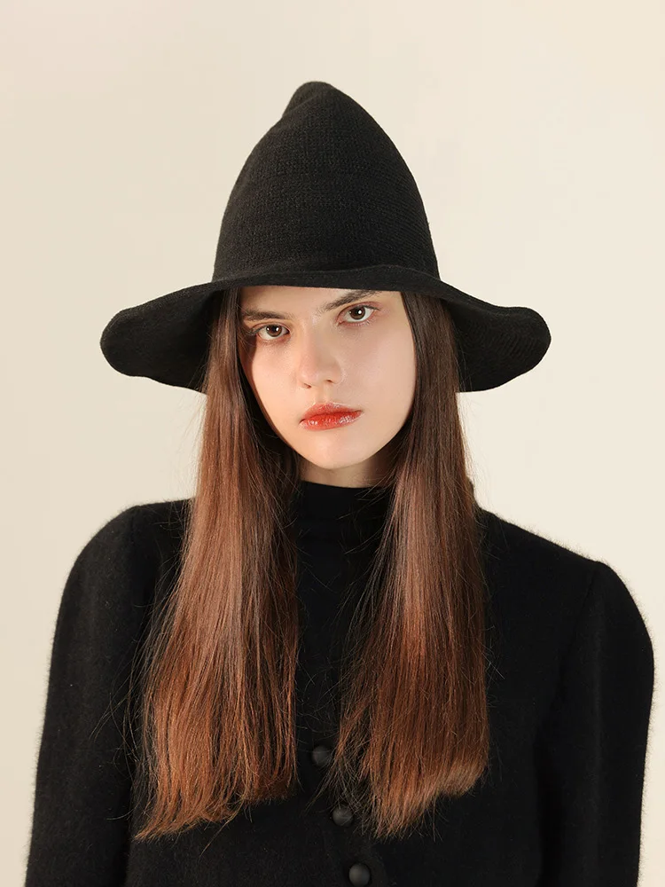 Chapeau de sorcière d'halloween, chapeau à Long pointe tricoté pour femmes, chapeau de fête d'halloween, chapeau magique, décoration de fête de Festival, Cosplay
