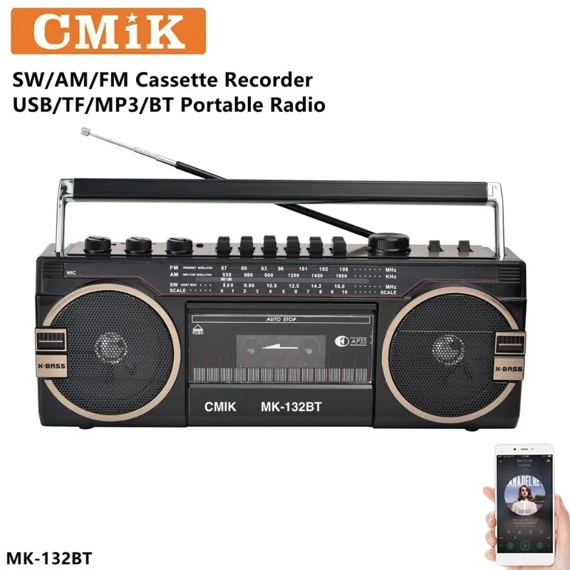 

Old Style Cassette Radio Portable Multi Band Radio 5.0 Bluetooth Player USB TF Card Playback Cassette MP3 Multifunctional Player