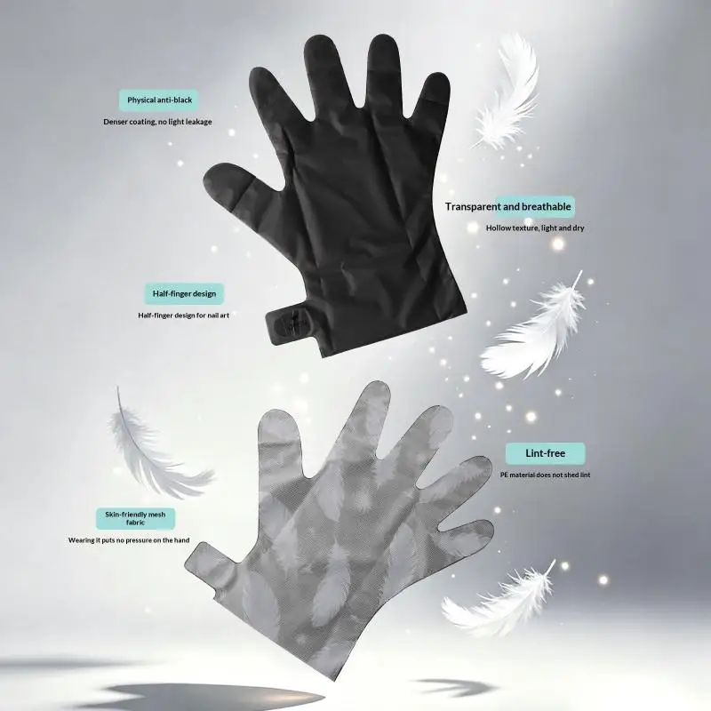 1Pair Professional Anti UV Gloves Manicure Protect Hands Nail Art Stretchy Fingerless Glove
