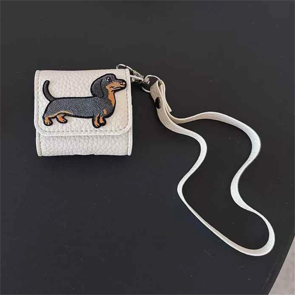 لطيف الإبداعية الحيوان الألماني الليتشي نمط فو الجلود حقيبة سماعة الاذن ل Airpods 1 2 3 4 برو 2 الغطاء الواقي مع قلادة