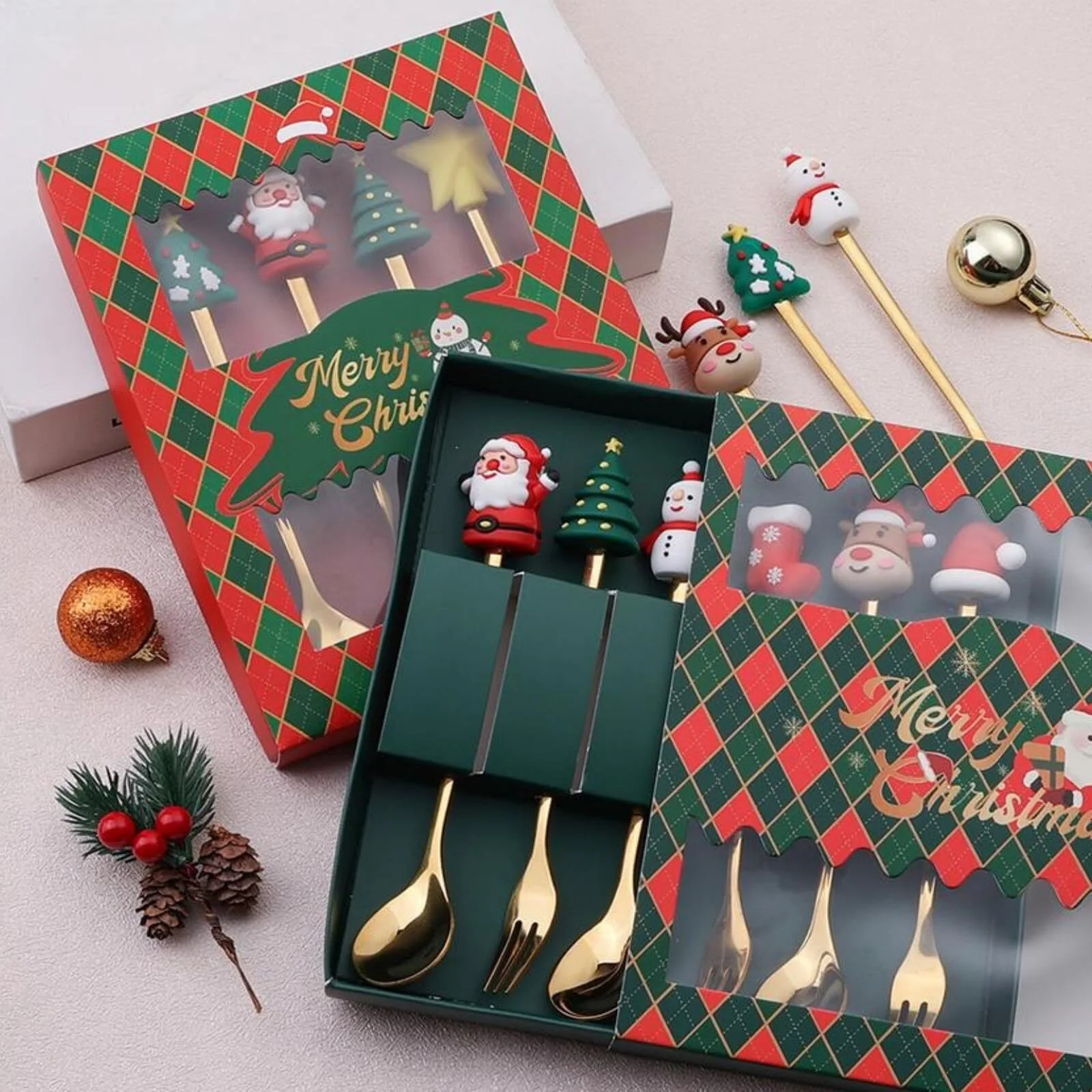 Christmas Spoon Stainless Steel Christmas Tree Tea Spoon for Home,Stirring Spoon Ice Cream Spoon Creative Tableware Gift