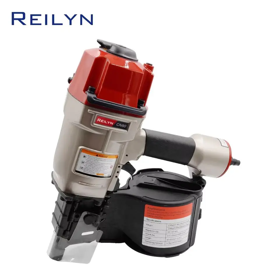 

REILYN Pallets Making Coil Nailer CN80 Industrial Air Nail Gun for Siding Board Woodworking Furniture Sheating Pneumatic Tool