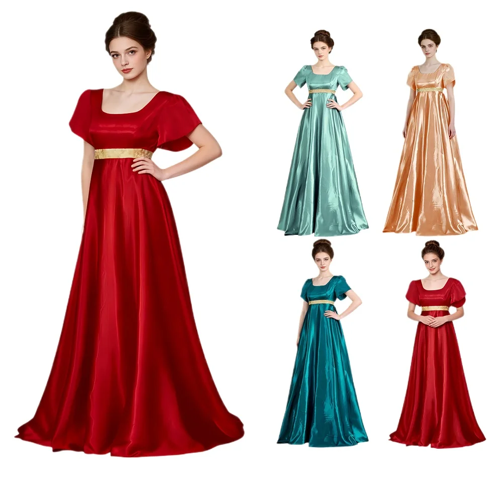 Corsé Victoriano Medieval para Mujer, Vestido Vintage con Cuello Cuadrado, Vestido de Época Regency, Disfraz de Cosplay para Fiesta de Té, Baile de Halloween