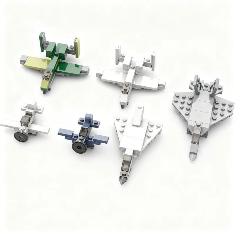 177pcs MOC Micro Planes Bundle!! P-39 Aircobra F4U Corsair A-10 Camo A-10 Grey F-106 Delta Dart F-22 Model Building Blocks Toy