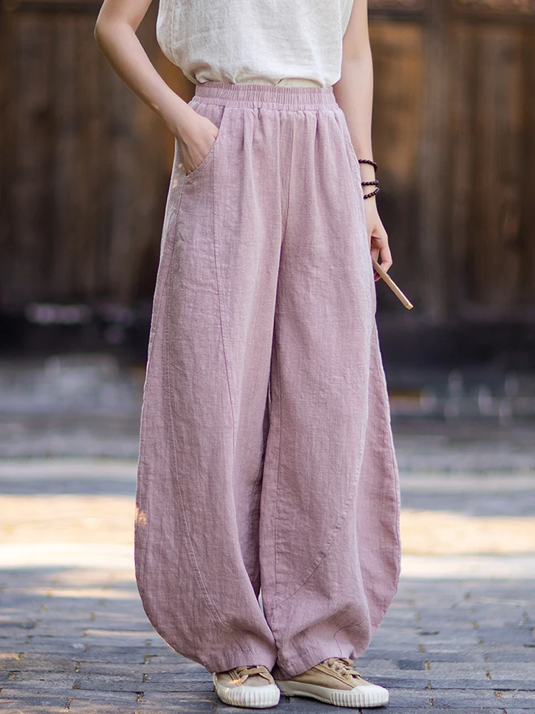 High Waist Cotton Linen Harem Pants Women New Arrival 2026 Summer Vintage Style Solid Color Loose Female Casual Trousers M2870