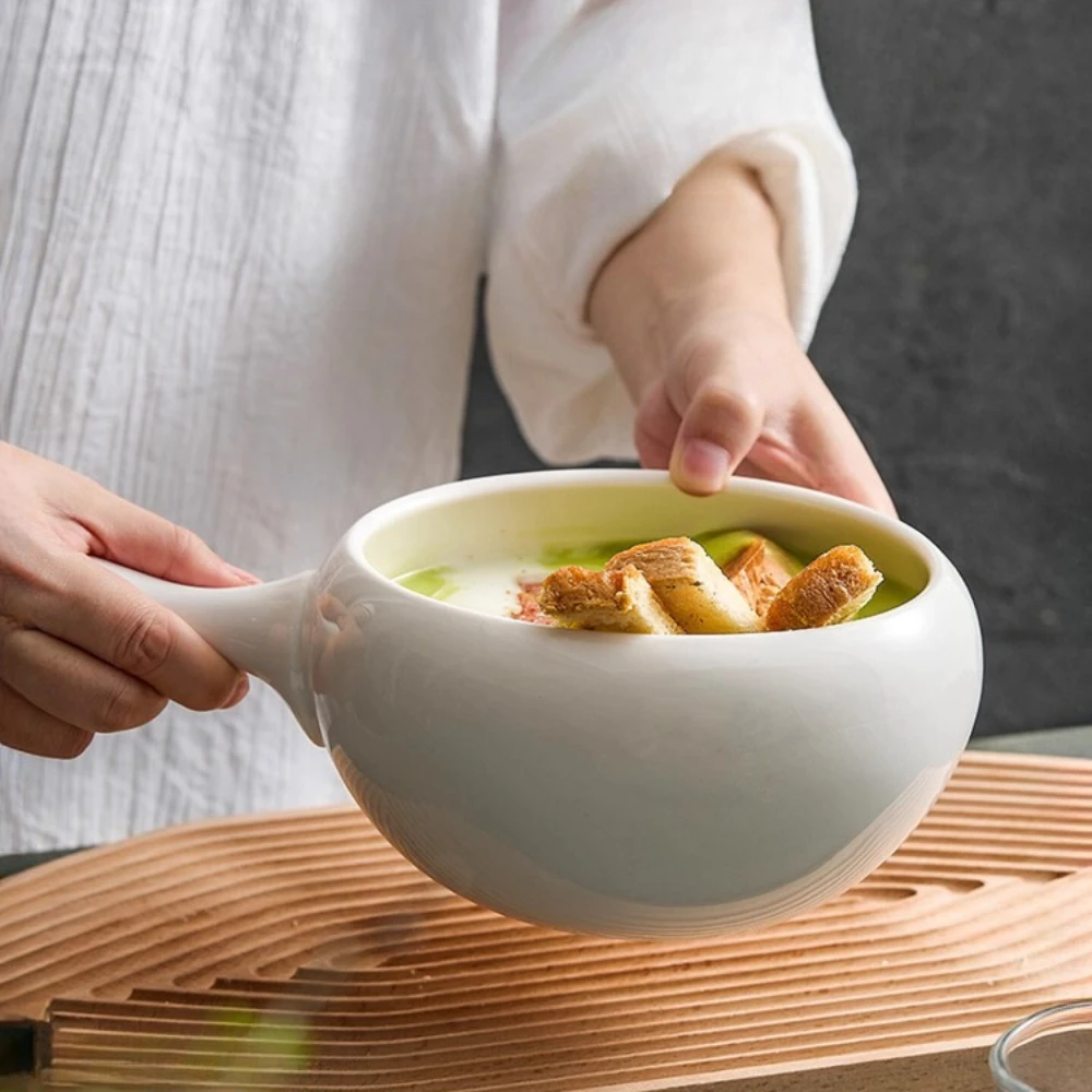 

Чашки с керамической ручкой, миски для завтрака большой емкости для ресторанов отелей, специальная художественная посуда, салатники и чашка для супа с лапшой