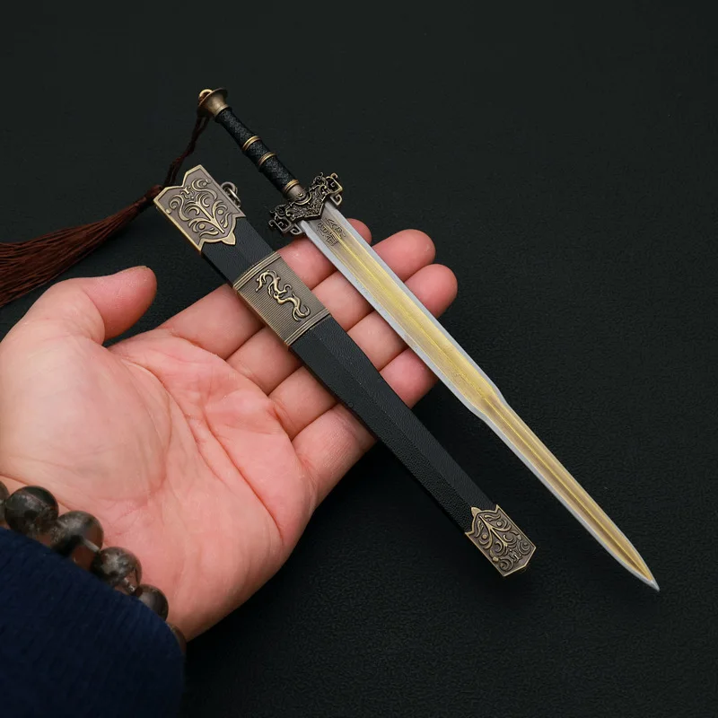 Arma fría antigua de China de 22cm, espada Taia, Cosplay Katana, modelo de arma sin filo de Metal, manualidades coleccionables, adornos, regalos, juguetes