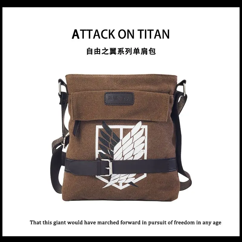 Anime Attack on Titan Print Canvas Bag Crossbody Bag Cosplay Vintage Shoulder Bags High Quality Bags for Men Women