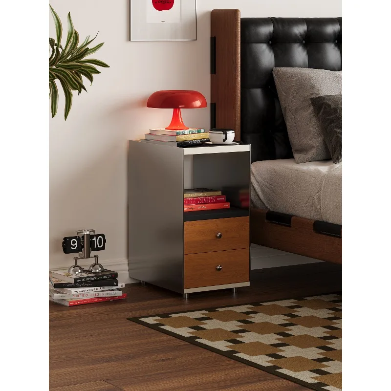 Solid wood bedside table, simple modern hollow design locker, storage cabinet, bedroom furniture, small storage cabinet