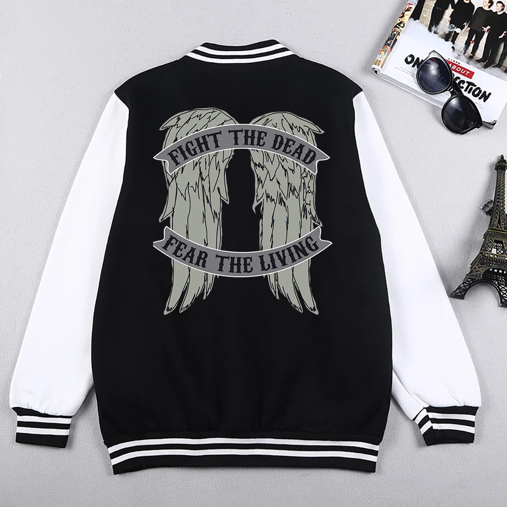 The Walking Dead Prints Wings Mens Jackets Fashion Casual Clothing Loose Oversized Baseball Uniform S-5XL Street Sportswear Man