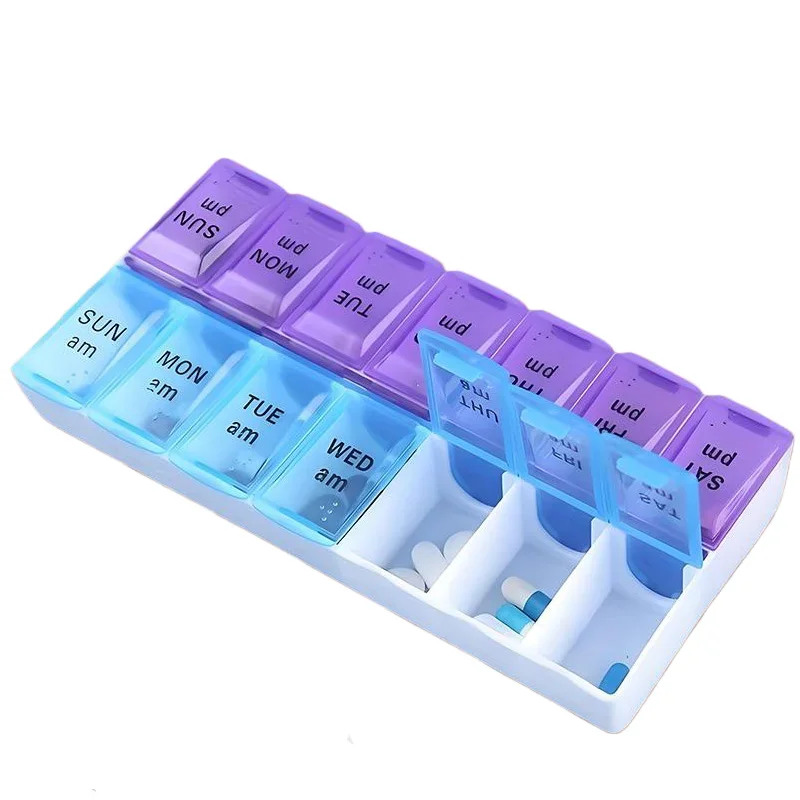 

1pc Daily Pill Reminder Box 7 Slots - Portable Sealed Moisture-Proof for Office Workers Travel Medication pillboxGive a gift