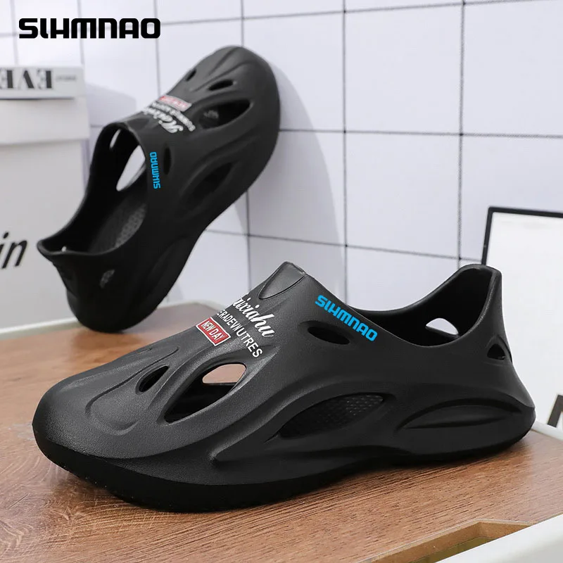 

2024 Sandals New Anti Beach Outdoor Fishing Slippery, Odor Resistant, Durable Soft Sole EVA Thick Sole Coconut Hole Shoes