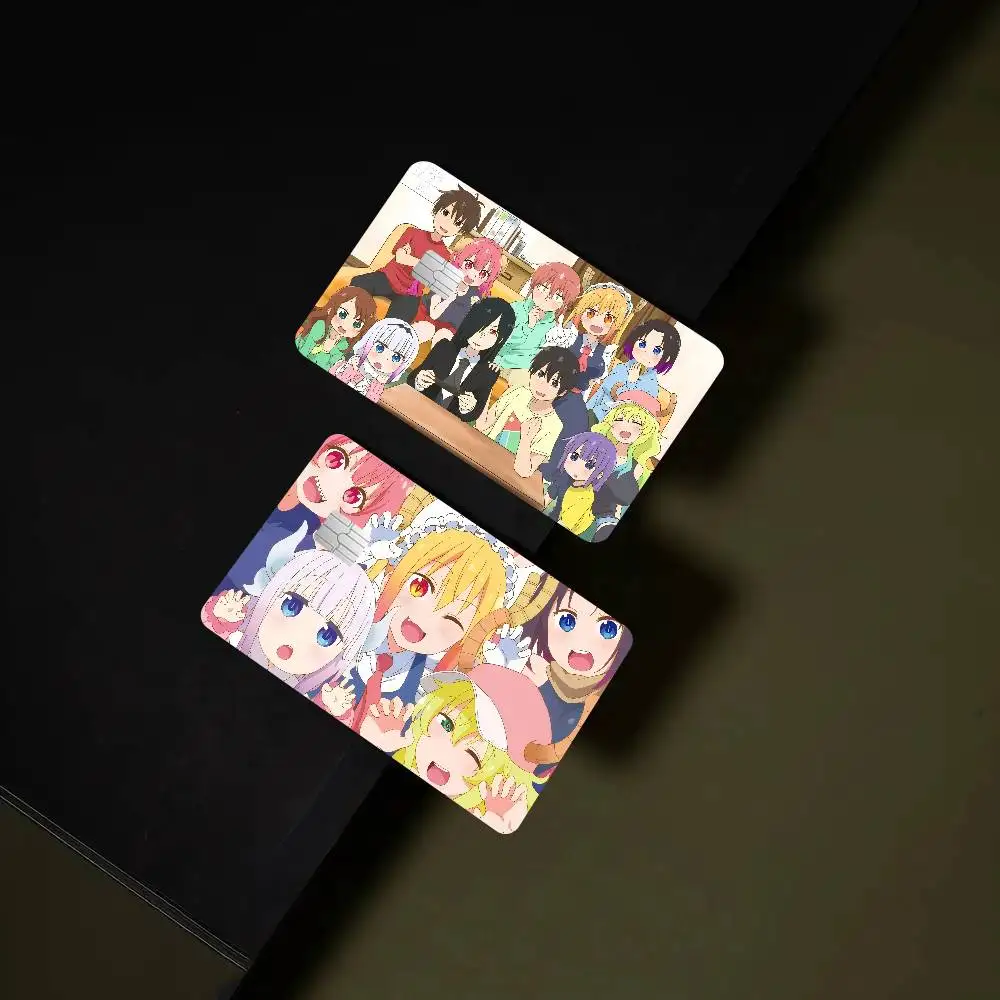 Anime Miss Kobayashi's Dragon Maid Cartoon 1 Set Of 4 Pcs Bear Skin Sticker Film Tape Case For Big Credit Debit Card Front Side