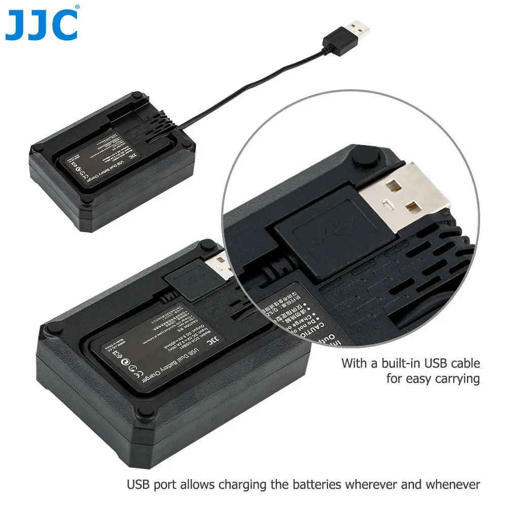 JJC Battery Charger USB Dual Camera Charger for Sony  A7CR NP-FZ100 Batteries Compatible with Sony FX30 A7 IV A7 III A6600 A7CR