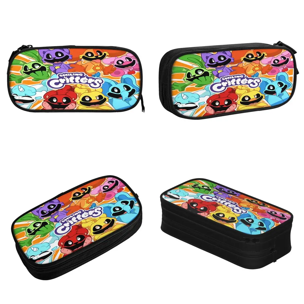 S-Smiling Critters Funny Pencil Cases New Game Cartoon Pen Box Pencil Bags Kids Large Storage School Supplies Gifts Pencilcases